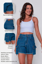 Shorts Jeans Feminino Cargo