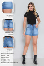 Short Feminino Jeans Claro com Elastano