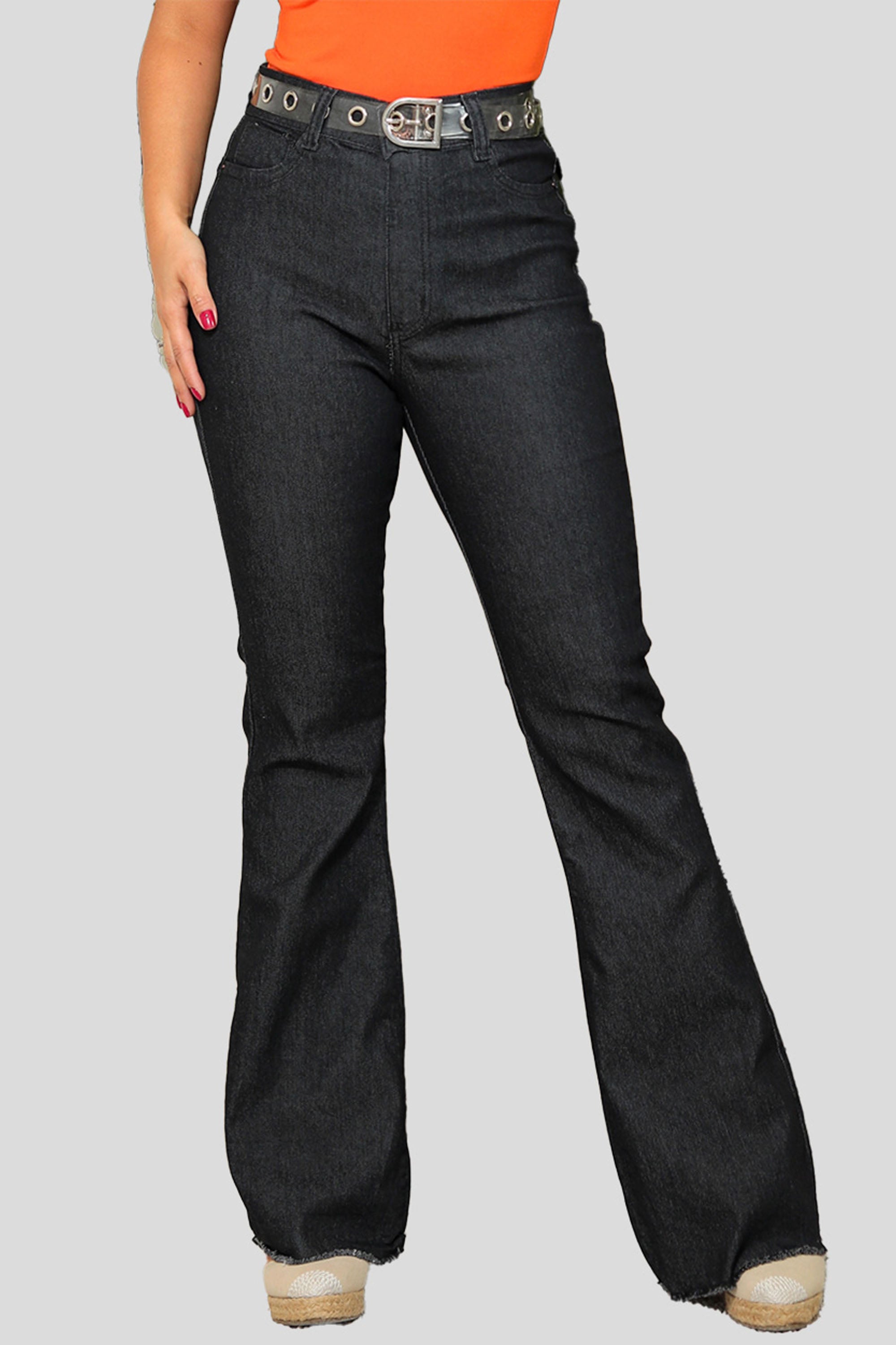 Calça Jeans Feminina Flare Preta