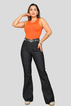 Calça Jeans Feminina Flare Preta