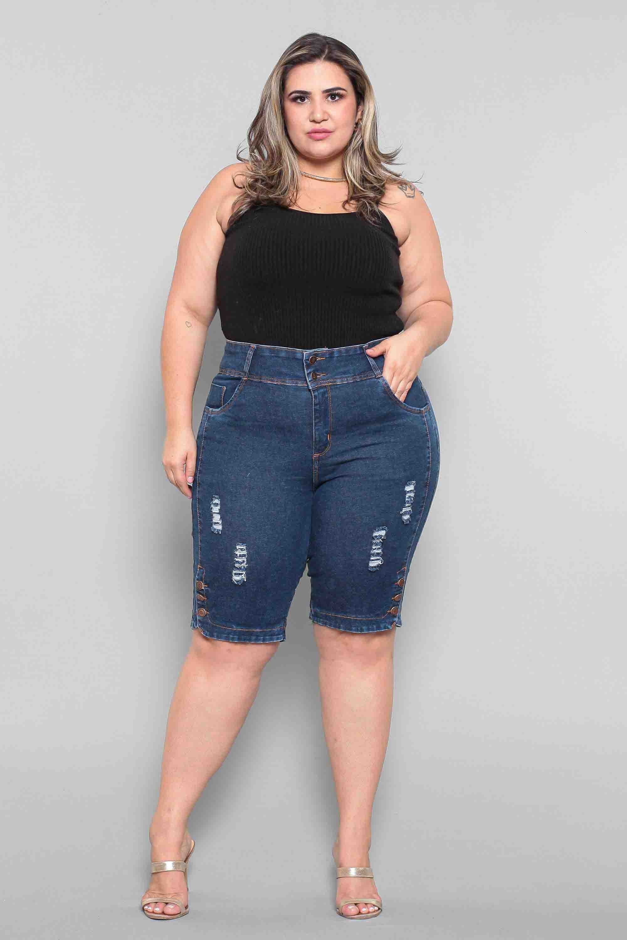 Bermuda Ciclista Jeans Feminina Plus Size