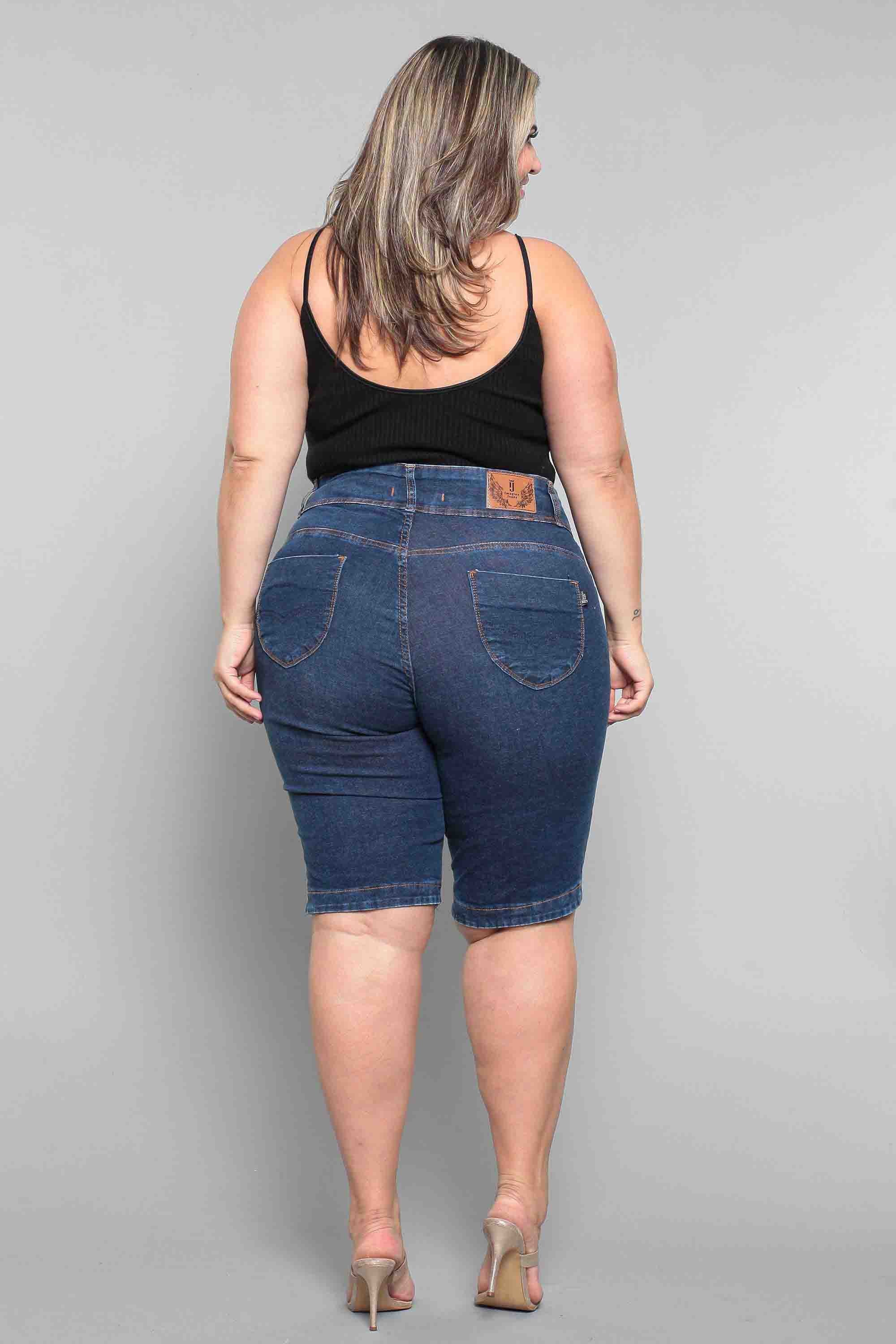 Bermuda Ciclista Jeans Feminina Plus Size