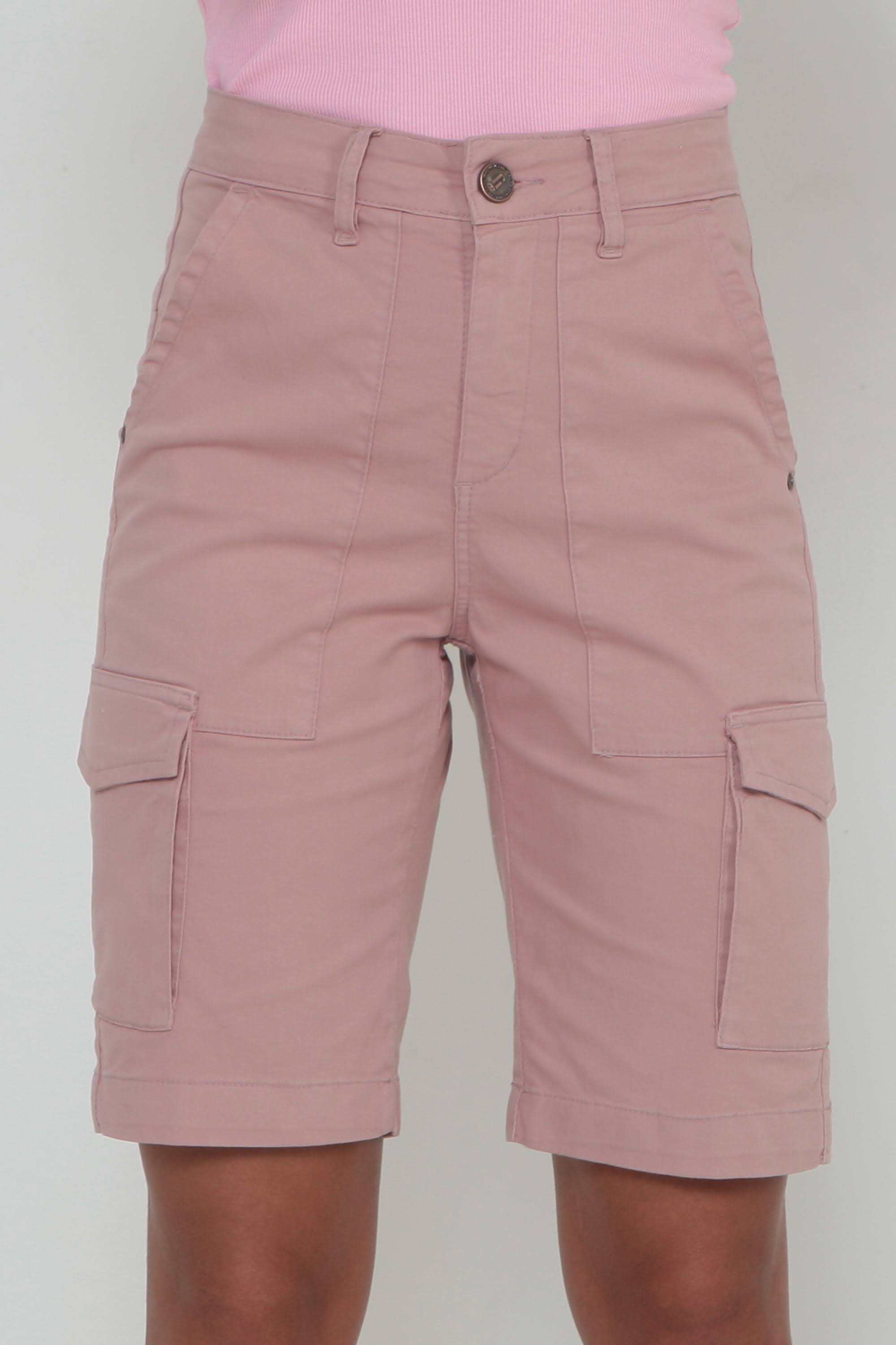 Bermuda Feminina Sarja Alfaiataria Cargo Lilás sem Elastano