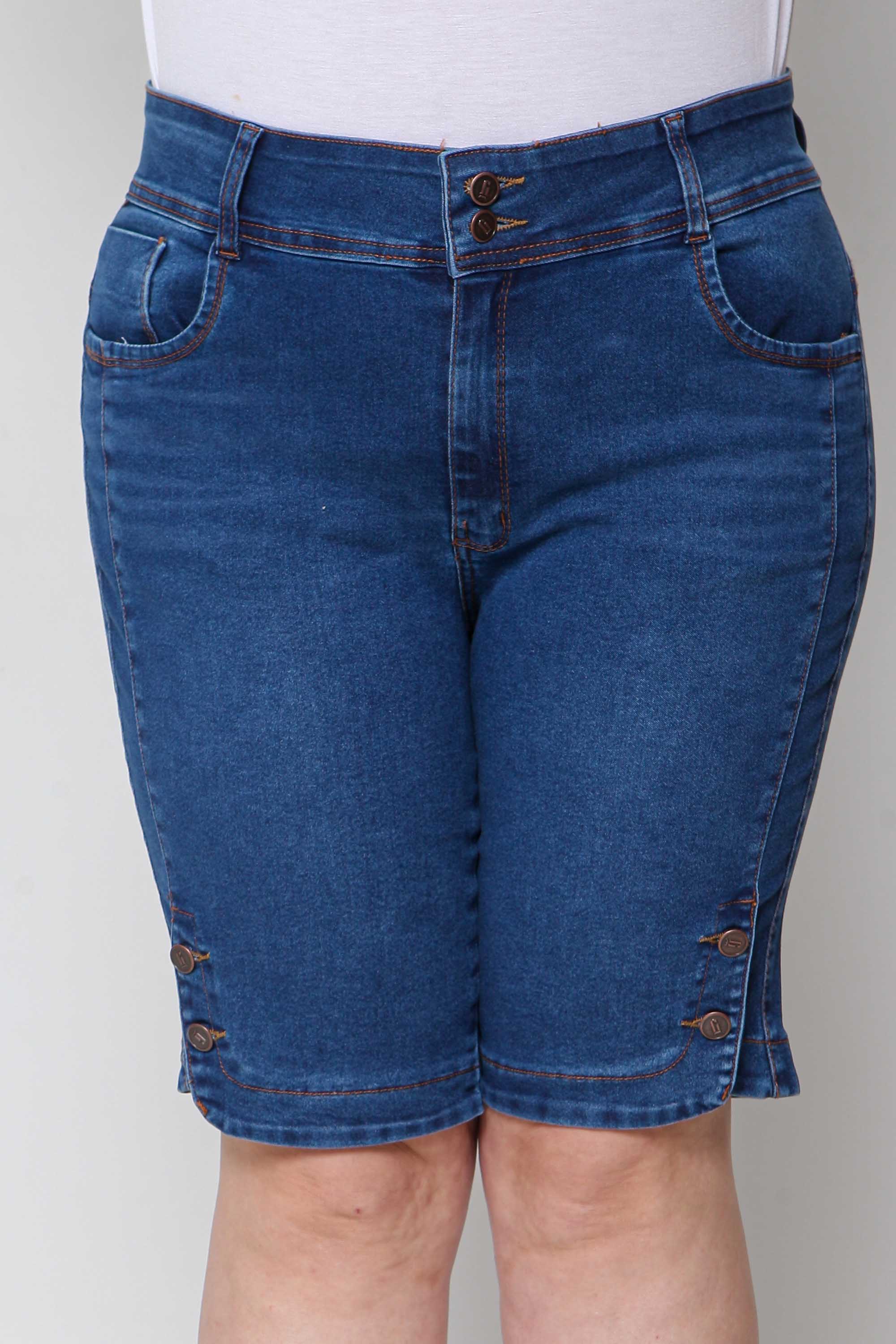 Bermuda Ciclista Jeans Feminina Plus Size