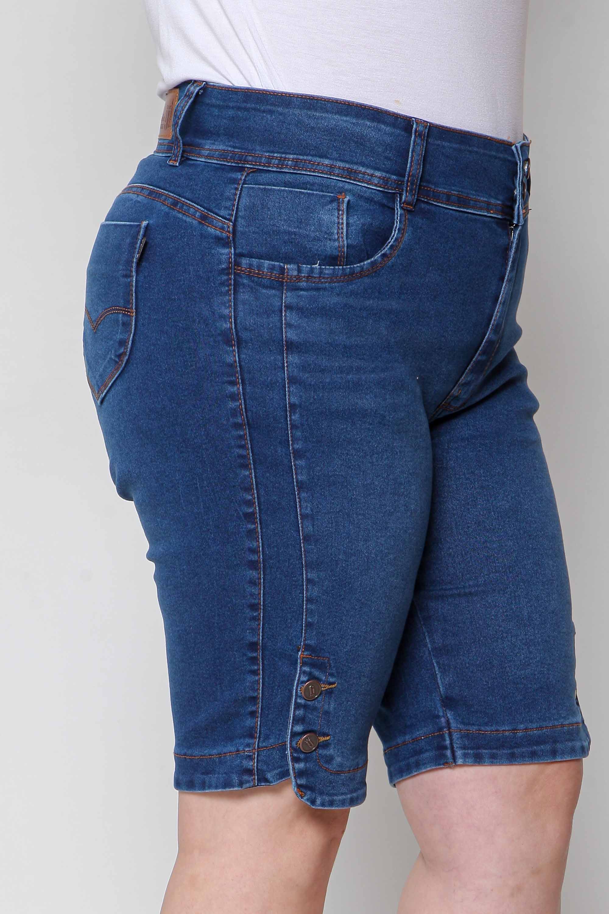 Bermuda Ciclista Jeans Feminina Plus Size