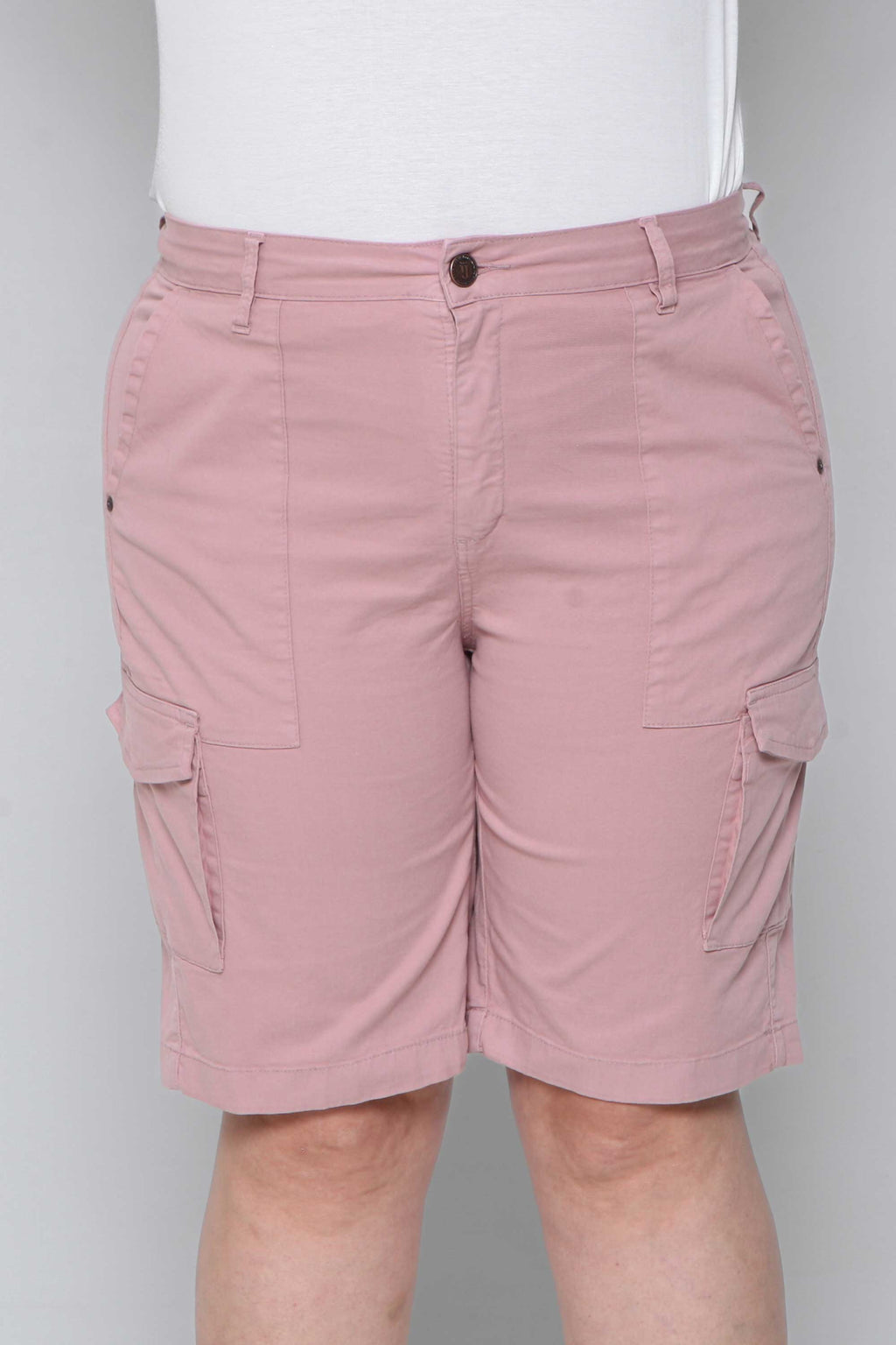 Bermuda Feminina Sarja Alfaiataria Cargo Lilás sem Elastano