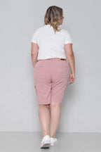 Bermuda Feminina Sarja Alfaiataria Cargo Lilás sem Elastano