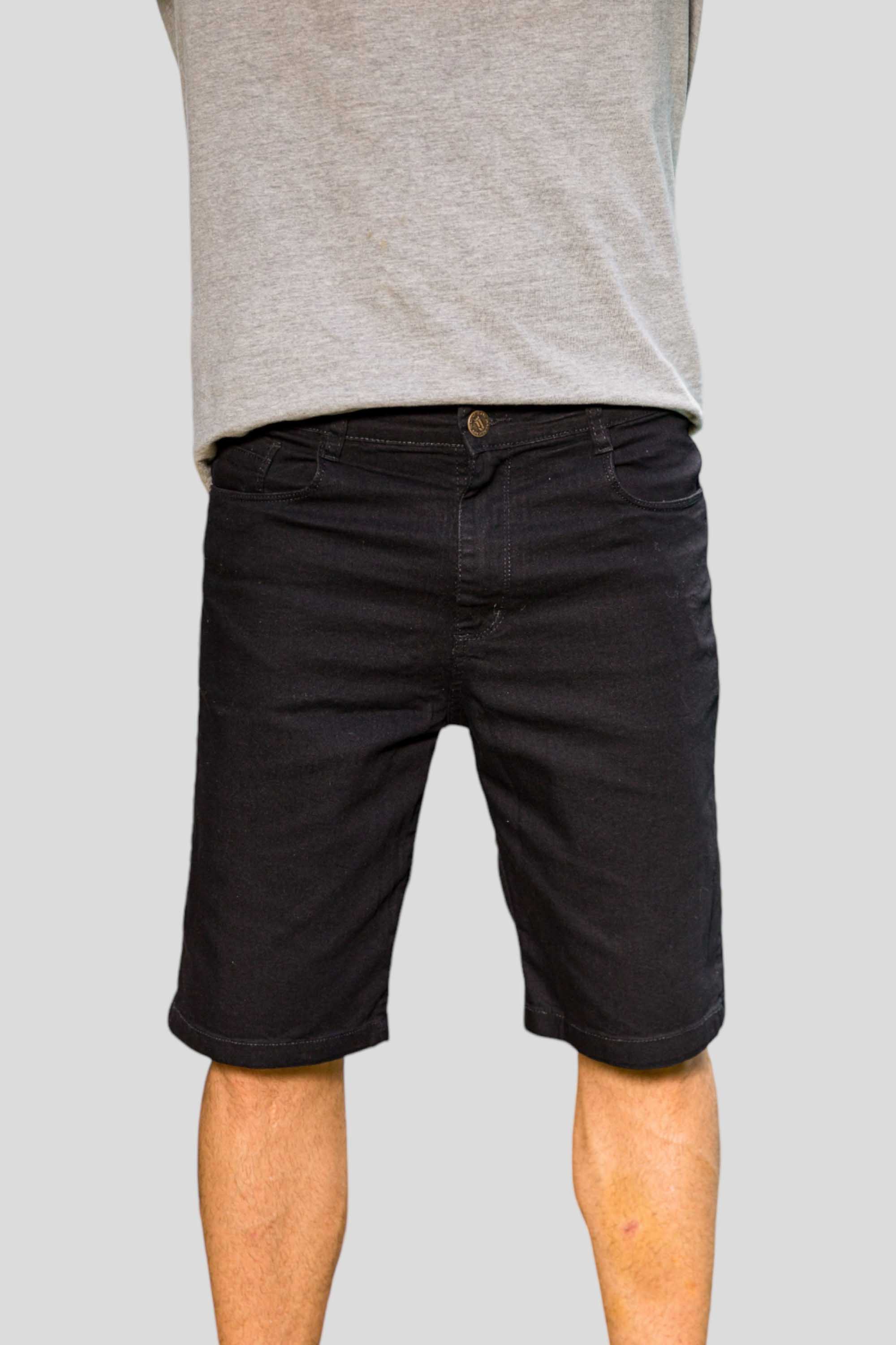 Bermuda Masculina Jeans Preta com Elastano