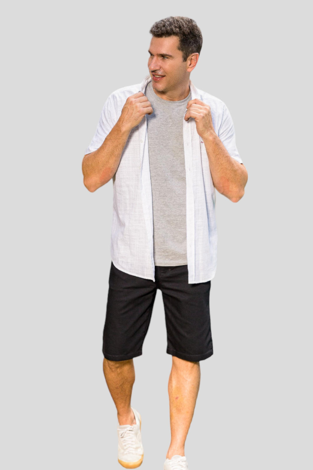 Bermuda Masculina Jeans Preta com Elastano