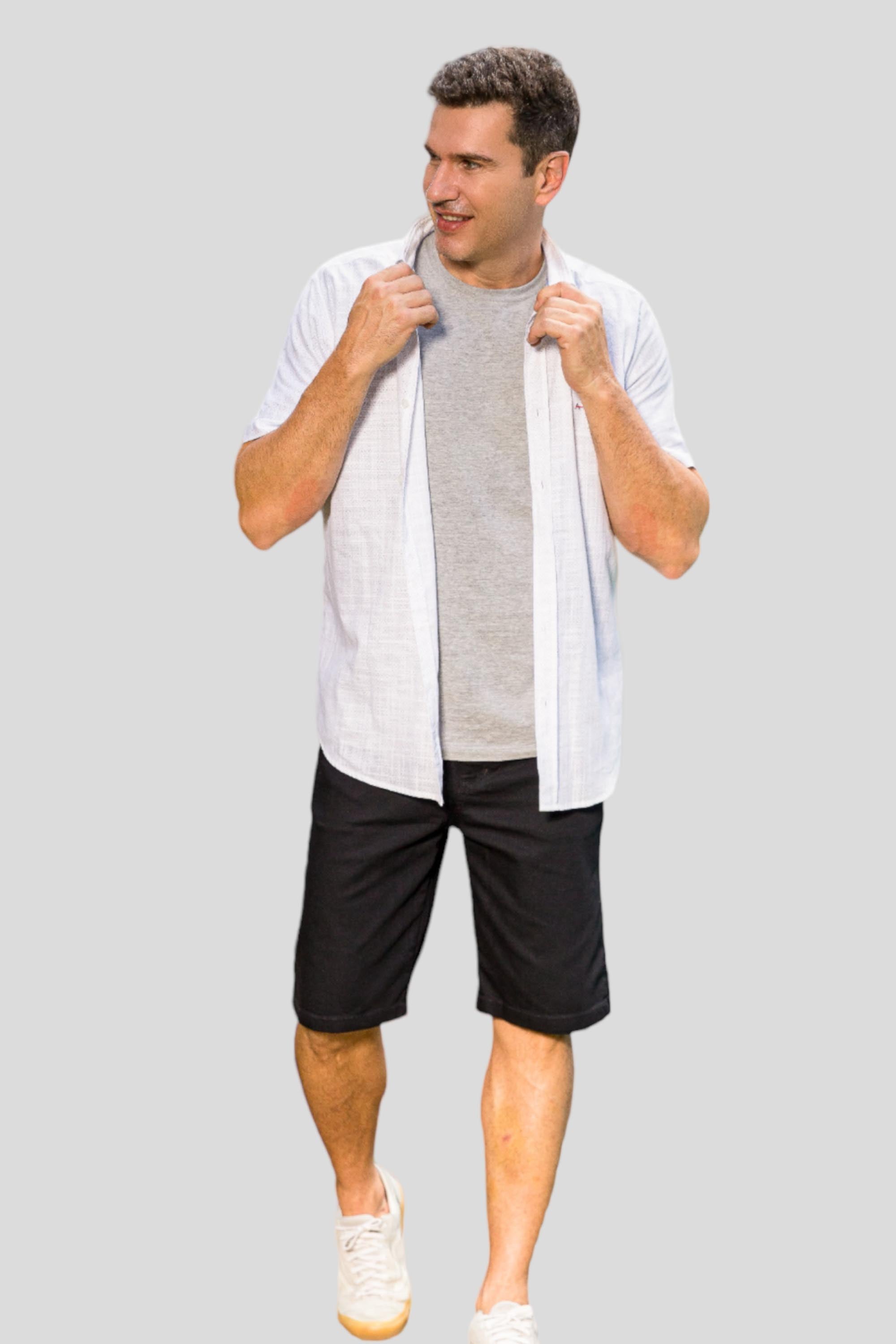 Bermuda Masculina Jeans Preta com Elastano