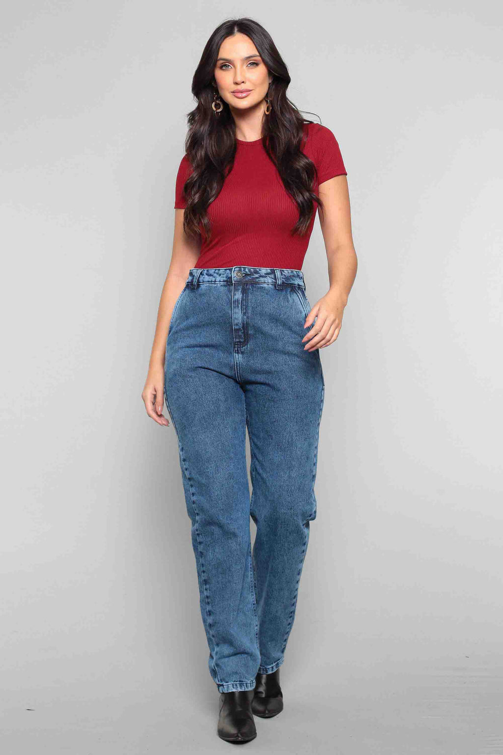 Calça Feminina Jeans Baggy Slim