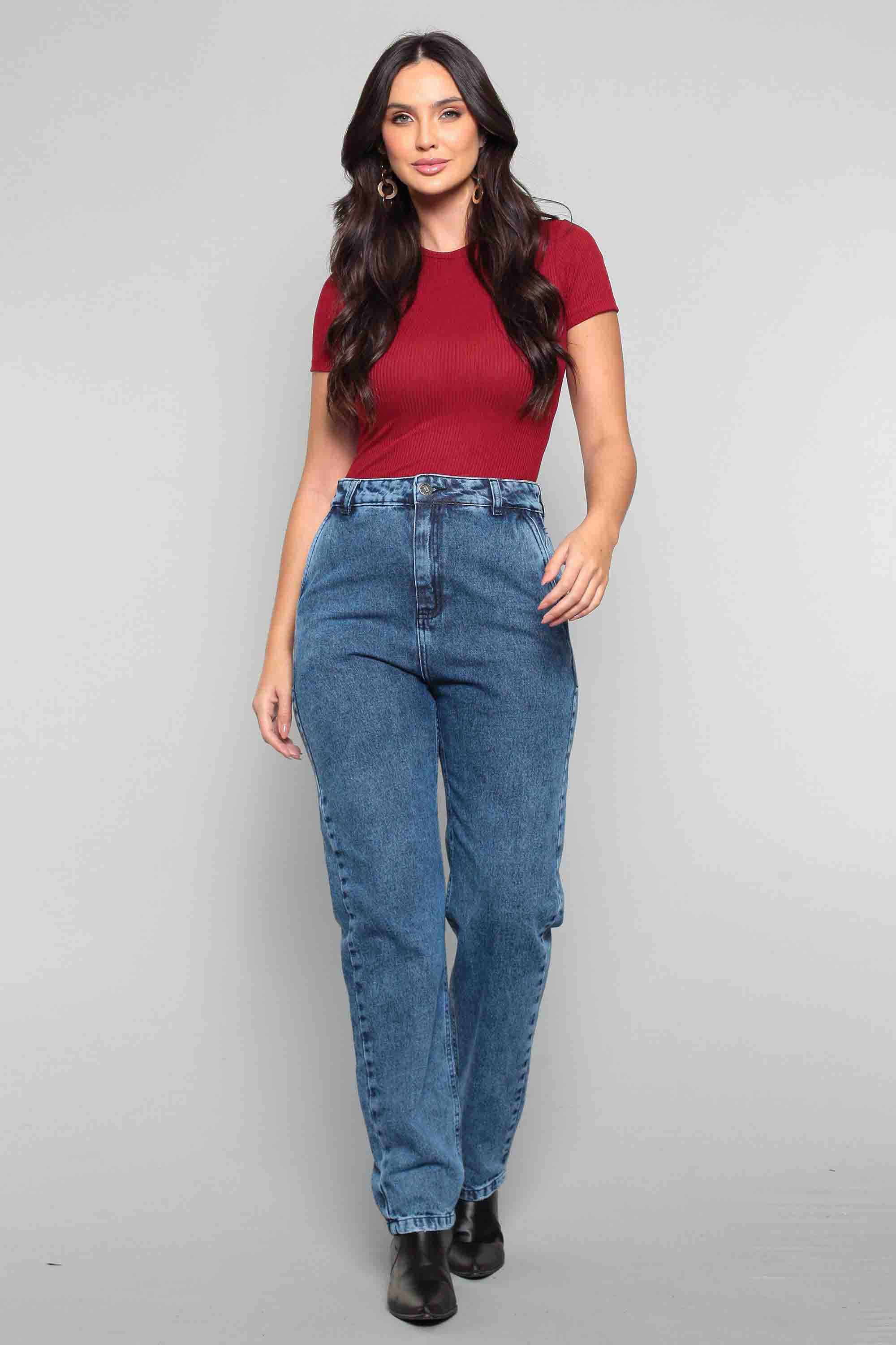 Calça Feminina Jeans Baggy Slim