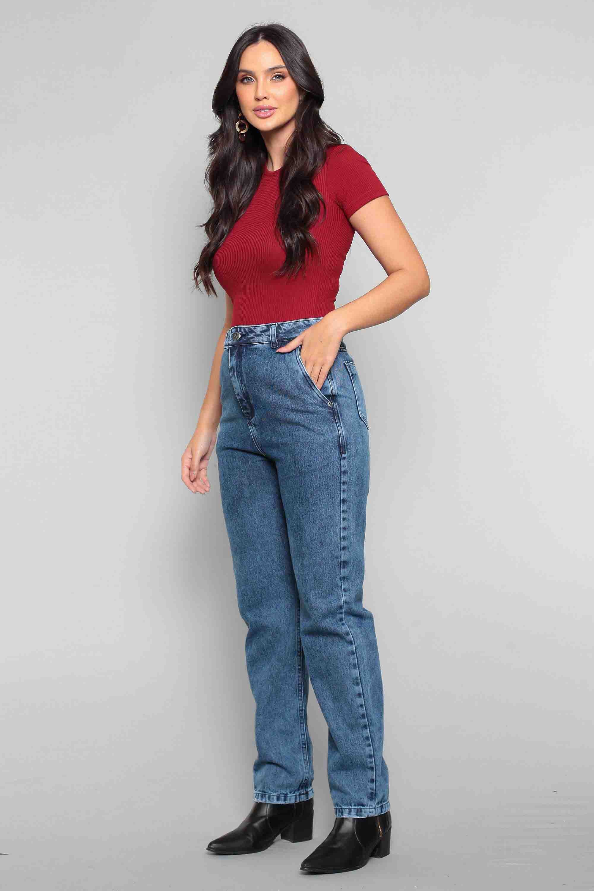 Calça Feminina Jeans Baggy Slim