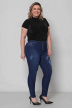 Calça Feminina Jeans Skinny Padrão a Plus com Elastano