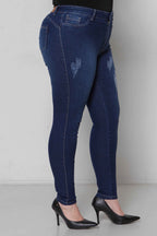 Calça Feminina Jeans Skinny Padrão a Plus com Elastano