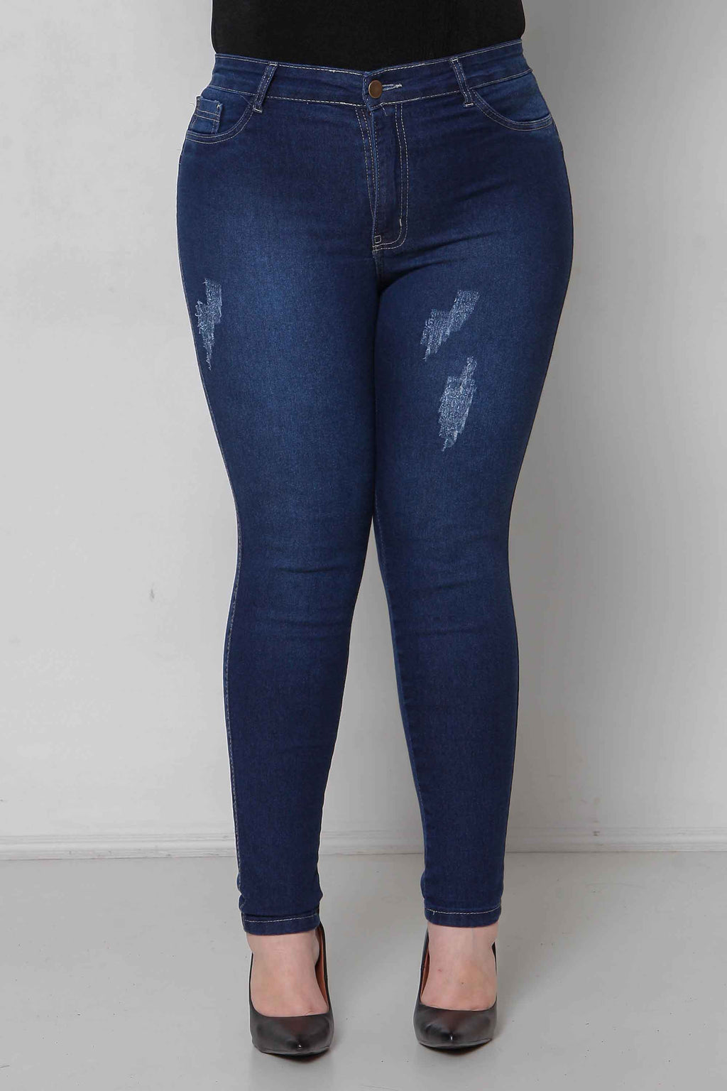 Calça Feminina Jeans Skinny Padrão a Plus com Elastano