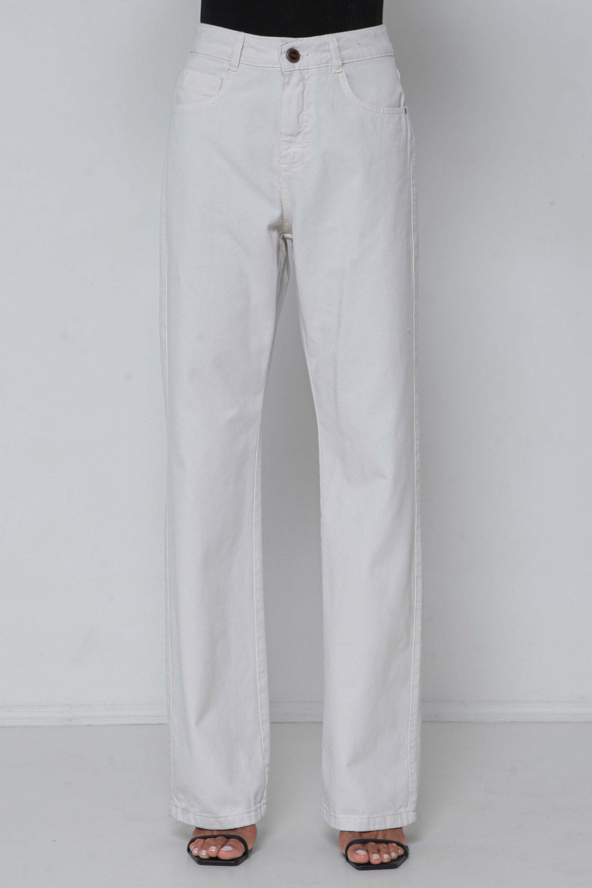 Calça Sarja Feminina Wide Leg Colorida