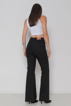 Calça Feminina Jeans Flare Preta com Lycra