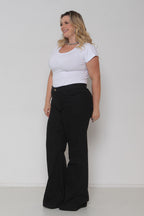 Calça Feminina Jeans Flare Preta com Lycra