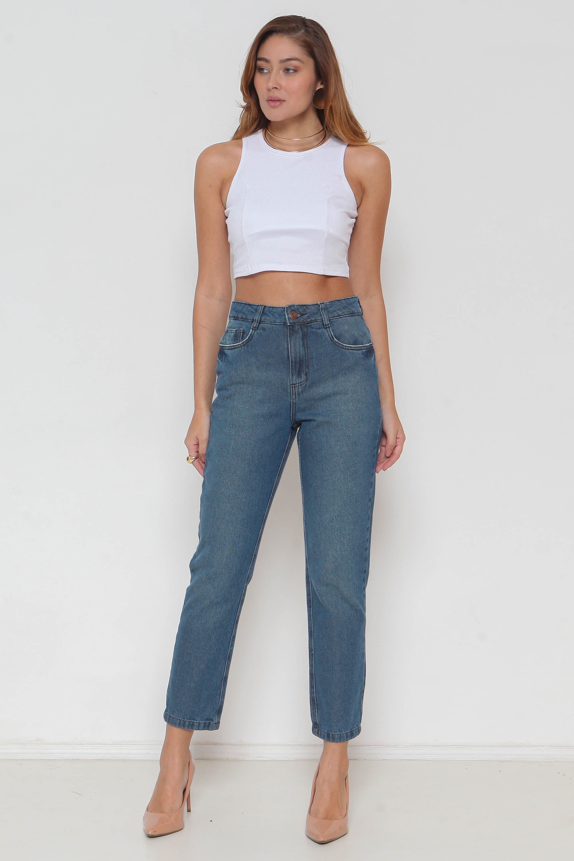 Calça Feminina Jeans Mom sem Lycra