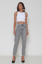 Calça Feminina Jeans Mom Cinza s/ Lycra