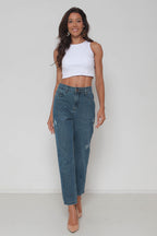 Calça Feminina Jeans Mom Puído s/ Lycra