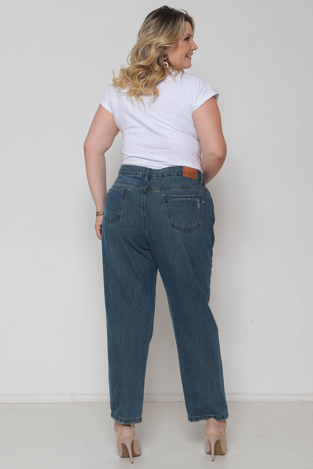 Calça Feminina Jeans Mom Puído s/ Lycra