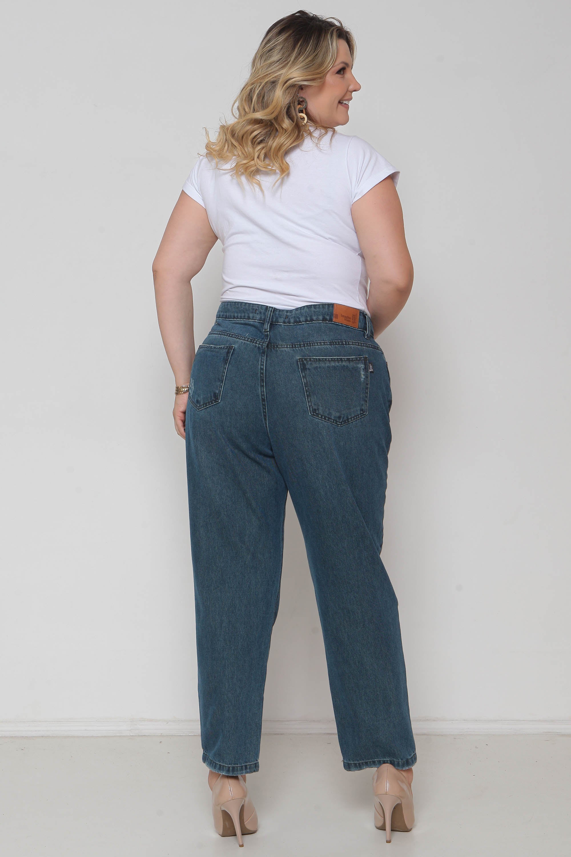 Calça Feminina Jeans Mom Puído s/ Lycra