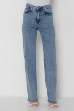 Calça Feminina Jeans Wide Leg com Elastano Padrão a Plus