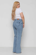 Calça Feminina Jeans Wide Leg com Elastano Padrão a Plus