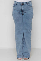 Calça Feminina Jeans Wide Leg com Elastano Padrão a Plus