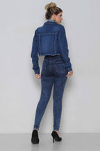 Calça Feminina Jeans Skinny Modeladora Marmorizada com Bolsos