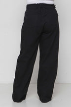 Calça Feminina Jeans Wide Leg Preta com Elástico Cós