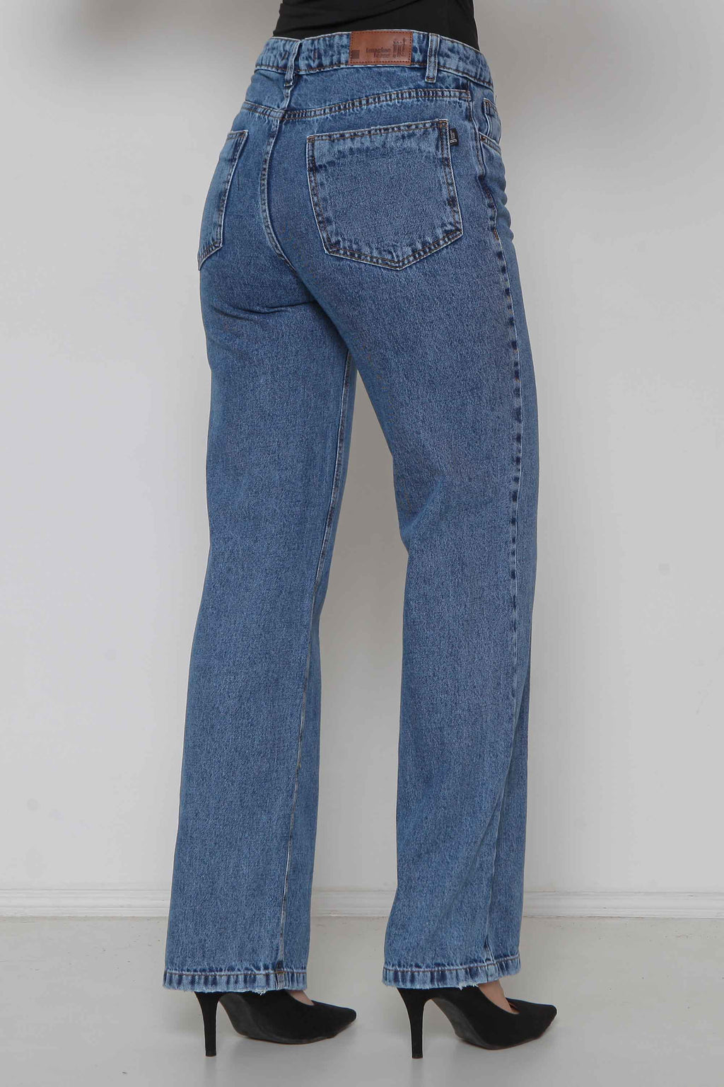 Calça Feminina Jeans Wide Leg "Sequinha" sem Elastano