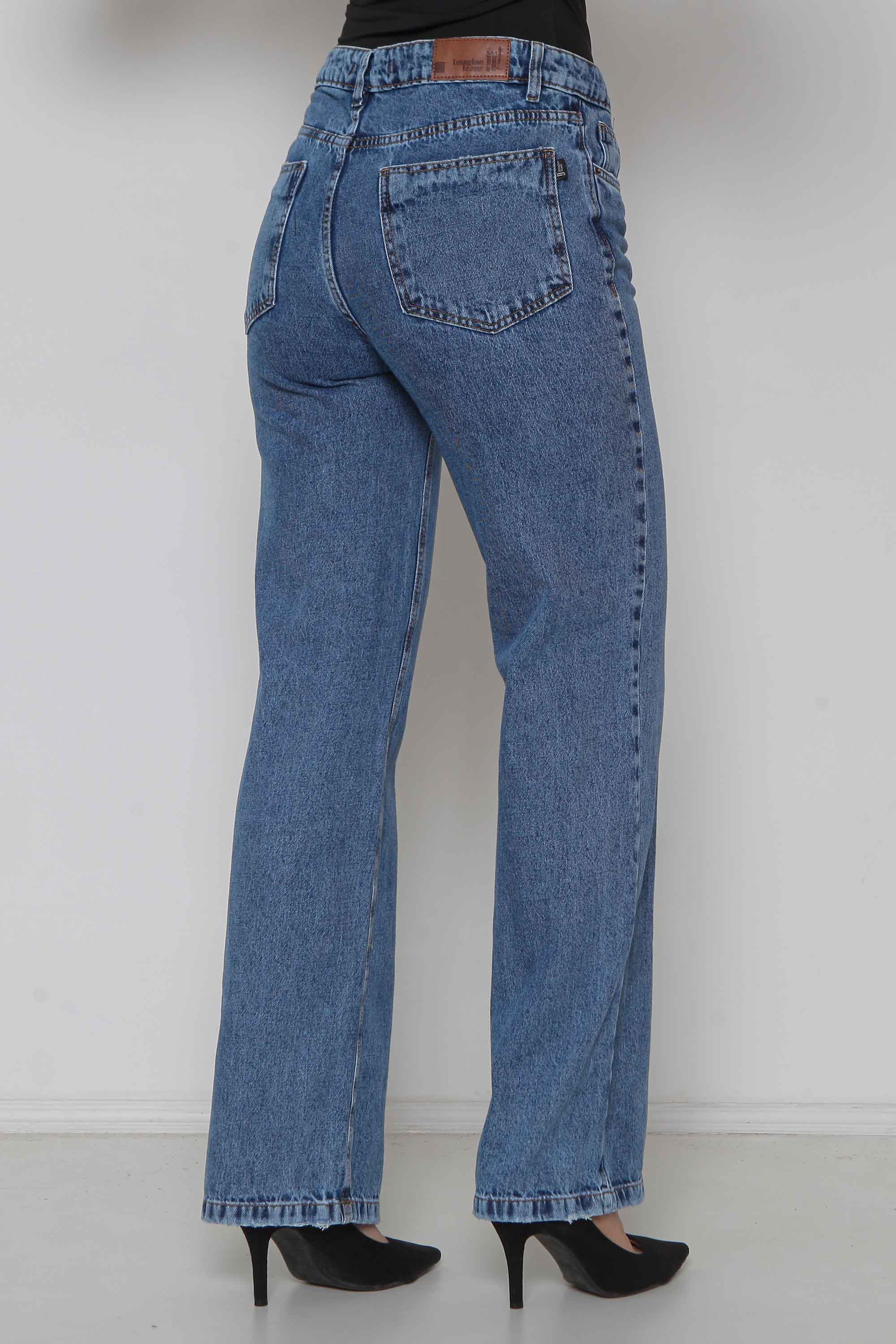 Calça Feminina Jeans Wide Leg "Sequinha" sem Elastano