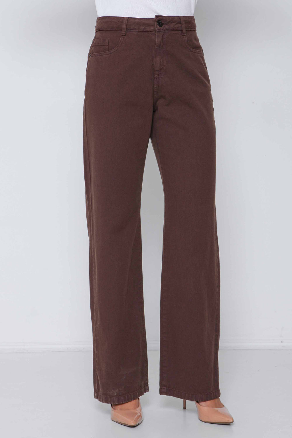 Calça Sarja Feminina Wide Leg Colorida