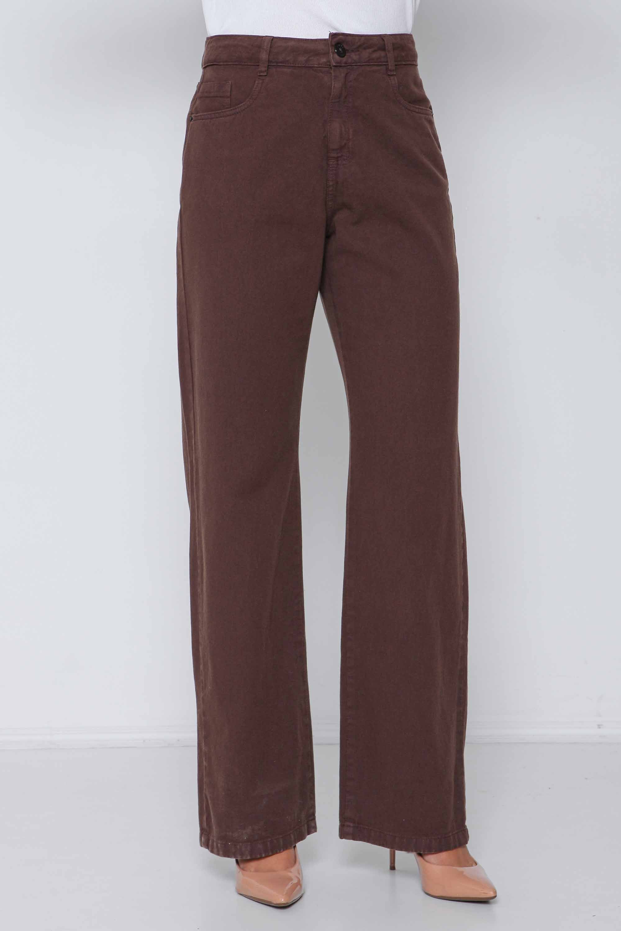 Calça Sarja Feminina Wide Leg Colorida