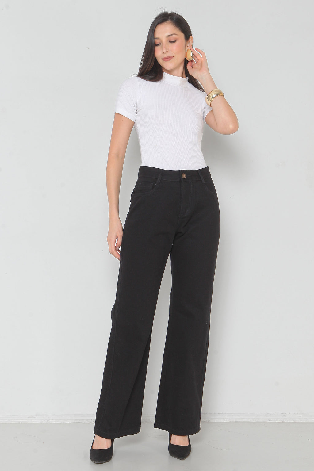 Calça Sarja Feminina Wide Leg Colorida sem Elastano