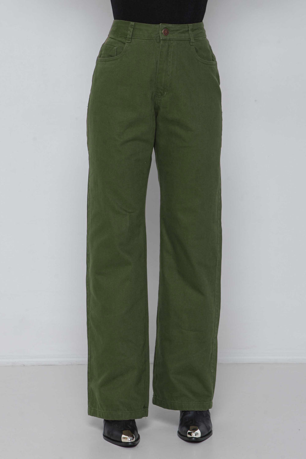 Calça Sarja Feminina Wide Leg Colorida