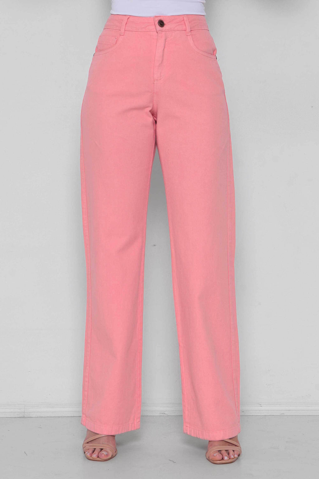 Calça Sarja Feminina Wide Leg Colorida