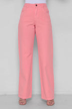 Calça Sarja Feminina Wide Leg Colorida