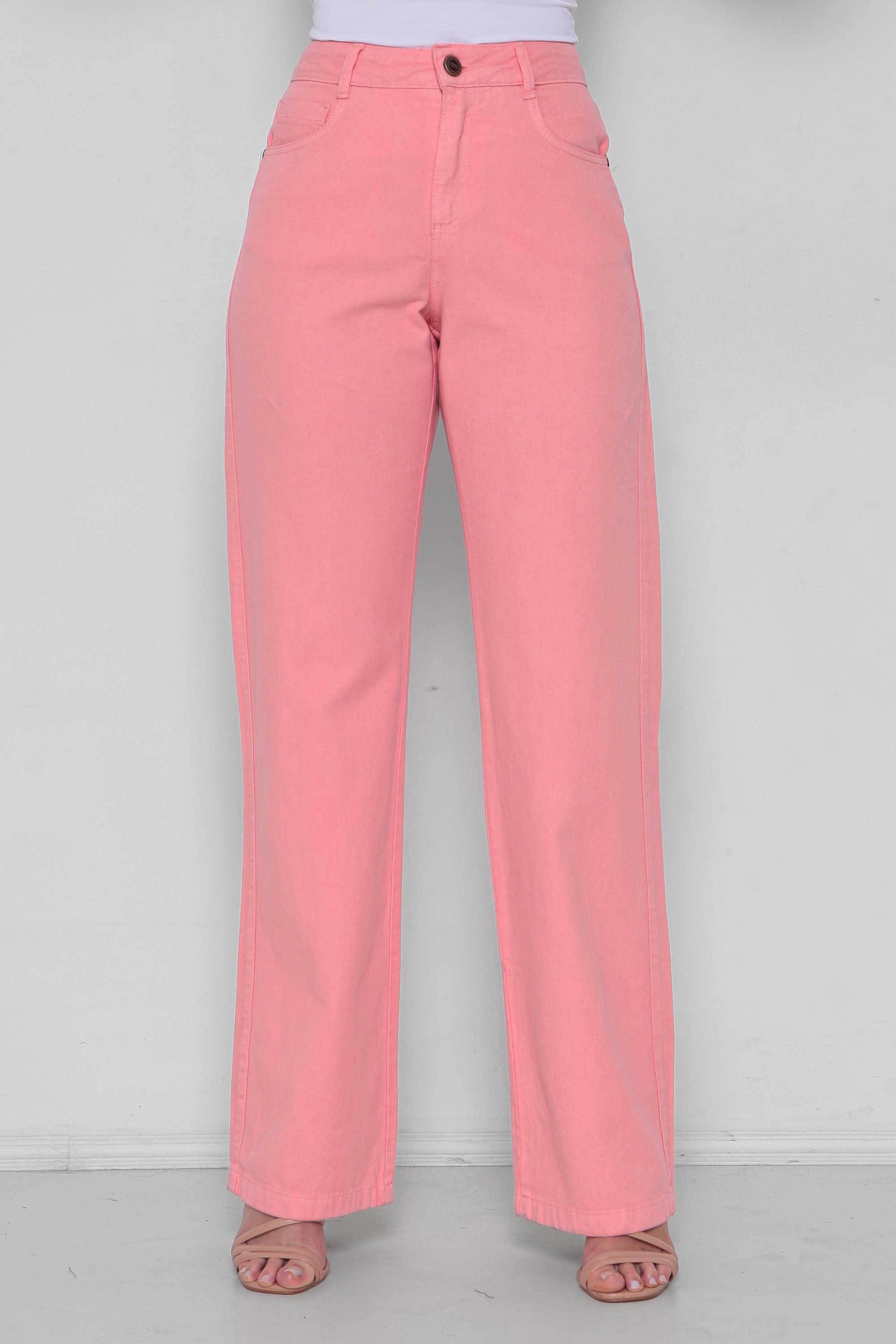 Calça Sarja Feminina Wide Leg Colorida