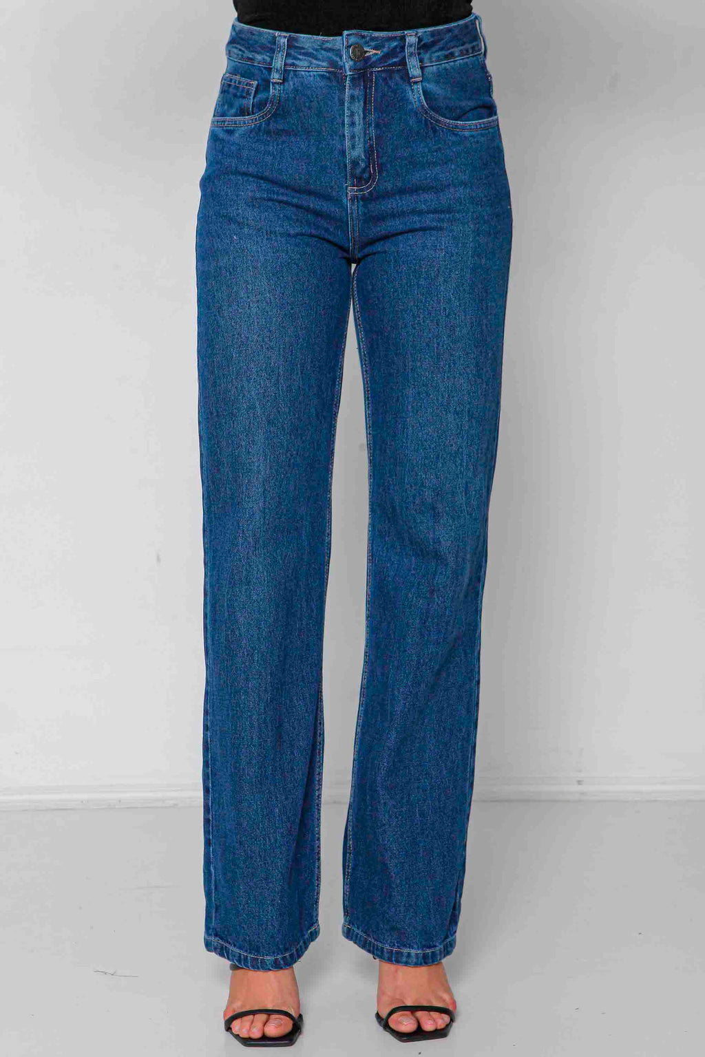 Calça Feminina Jeans Wide Leg "Sequinha" sem Elastano