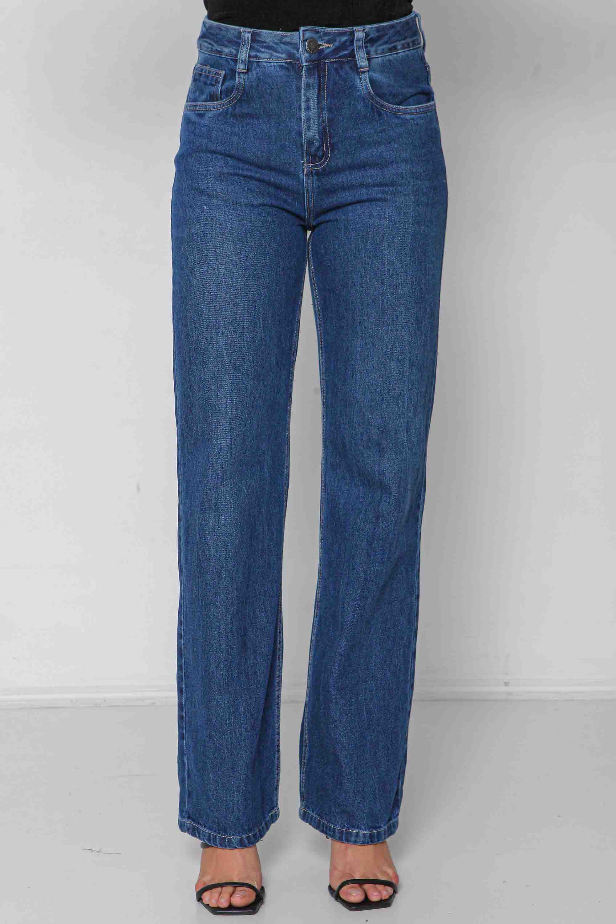 Calça Feminina Jeans Wide Leg "Sequinha" sem Elastano