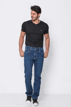 Calça Jeans Masculina Reta Escura com Elastano