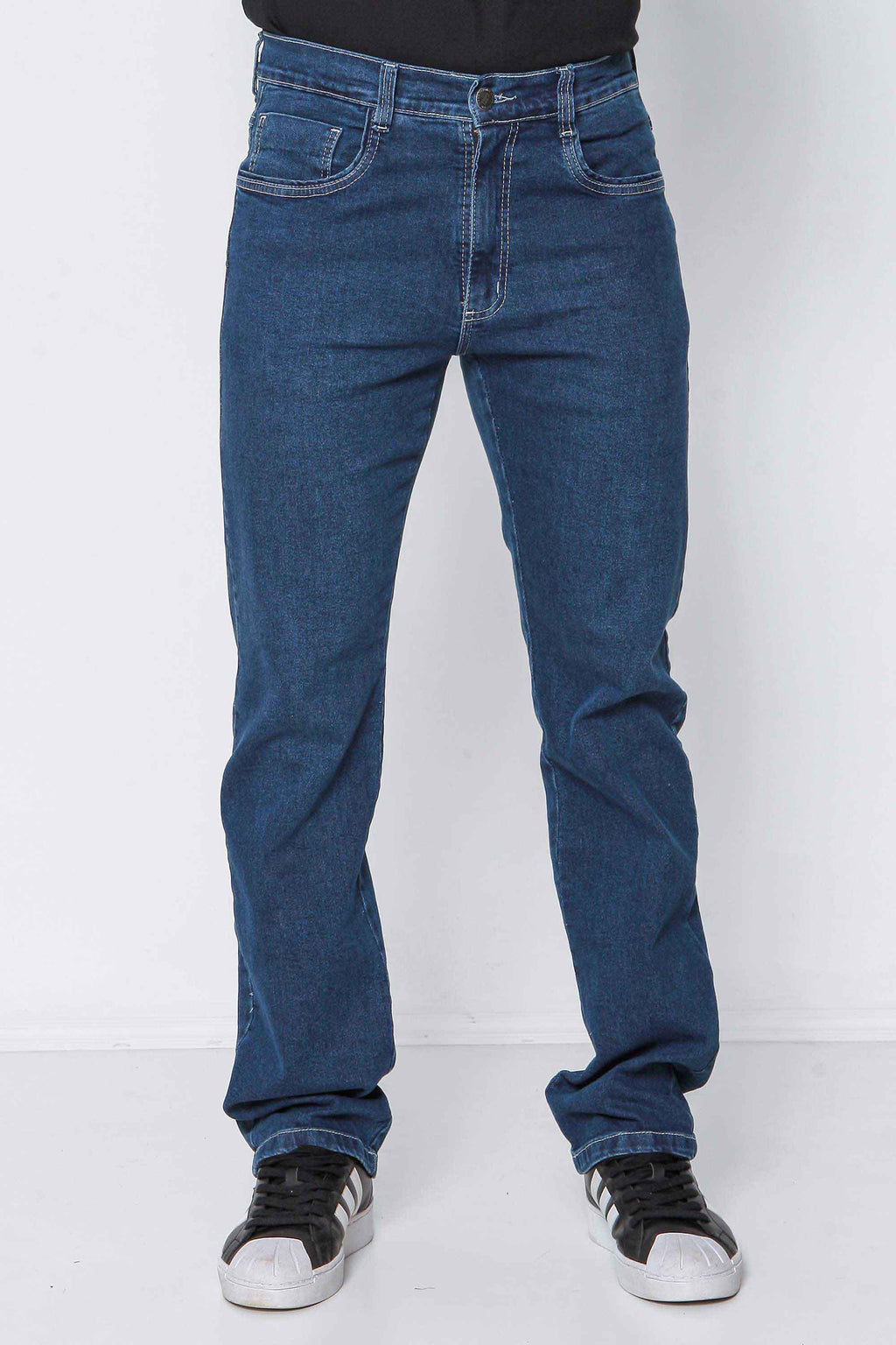 Calça Jeans Masculina Reta Escura com Elastano