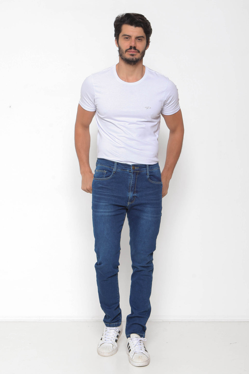 Calça Masculina Jeans Skinny Clara e Escura com Elastano