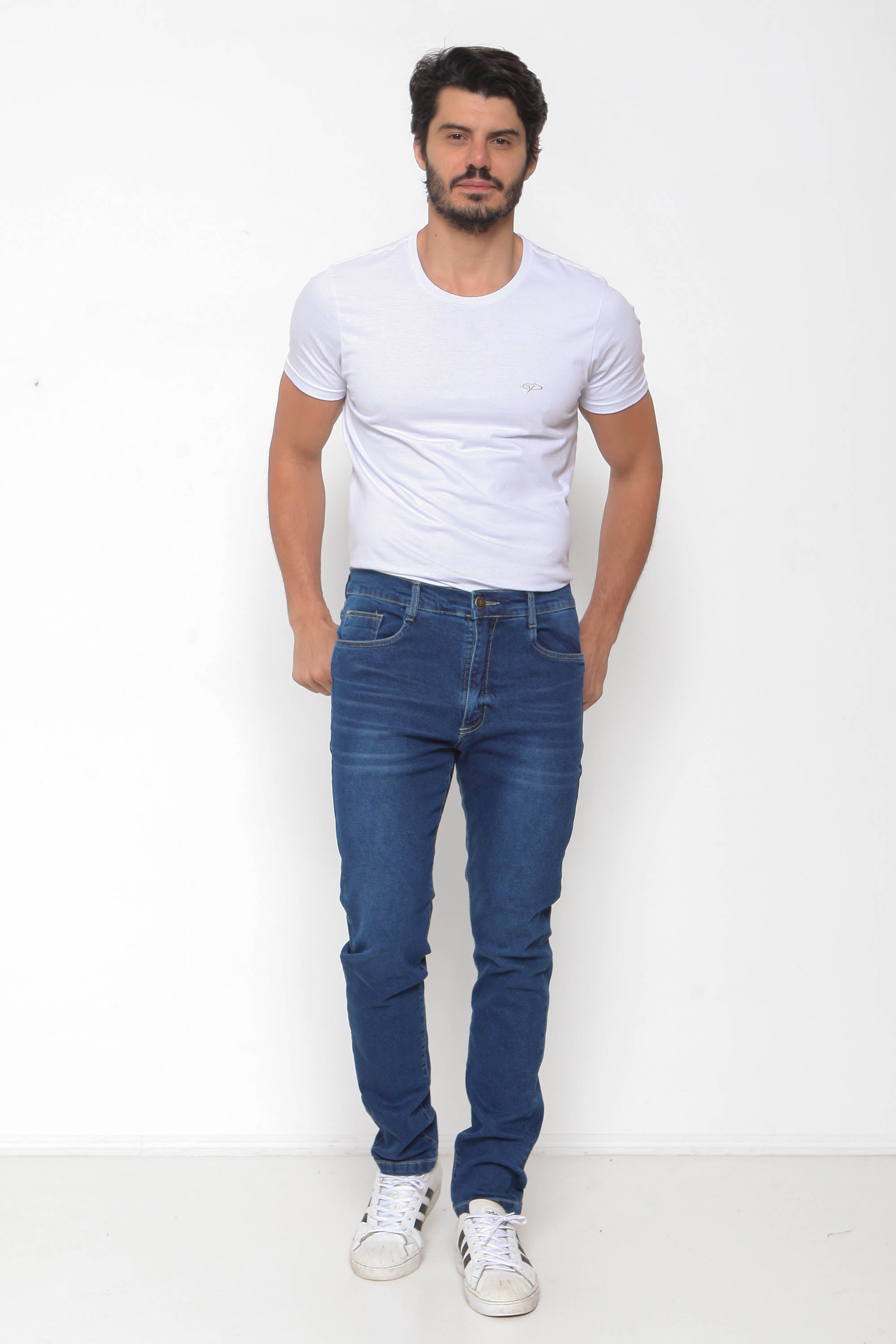 Calça Masculina Jeans Skinny Clara e Escura com Elastano