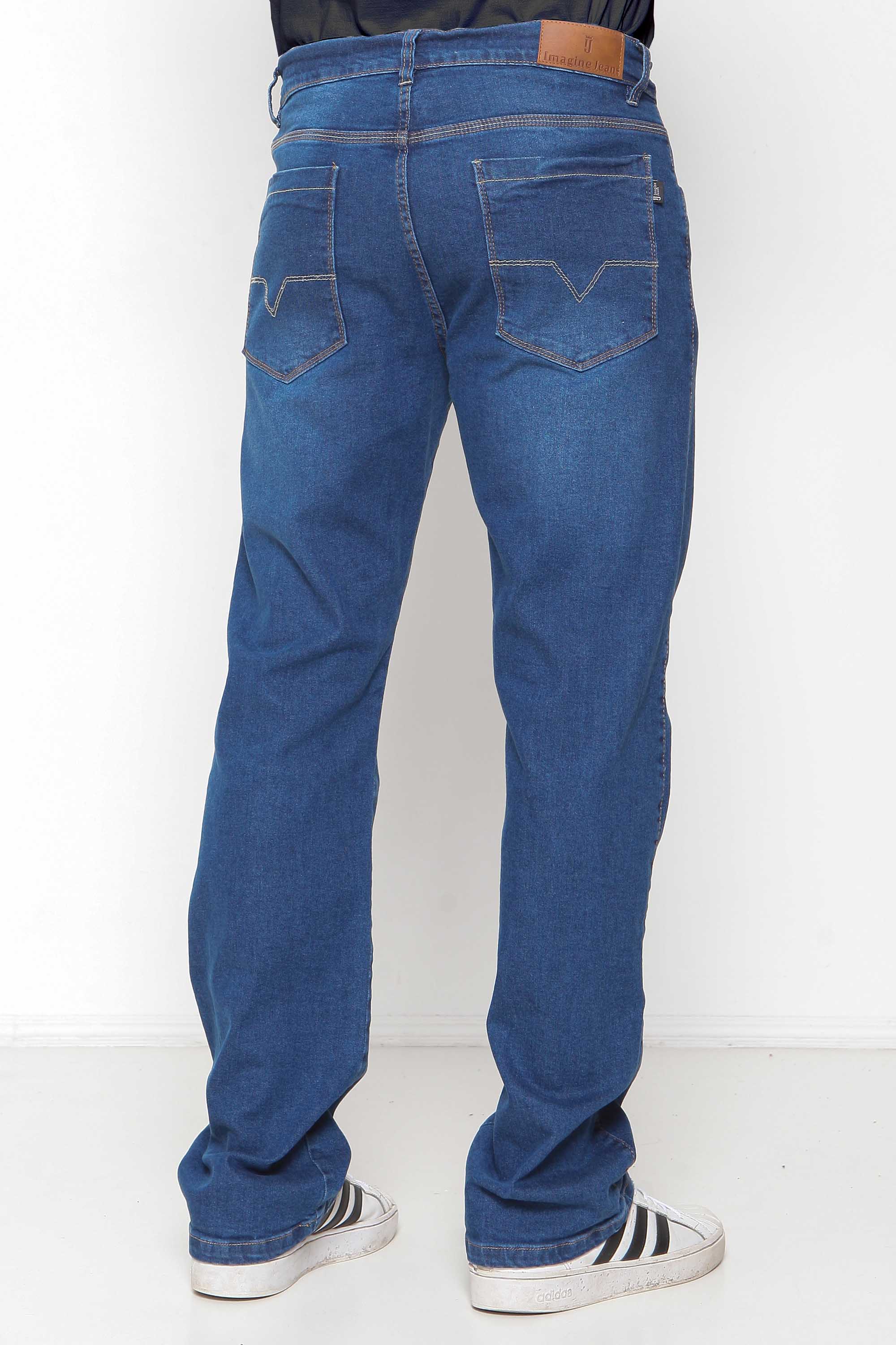 Calça Masculina Jeans Reta Escura com Used