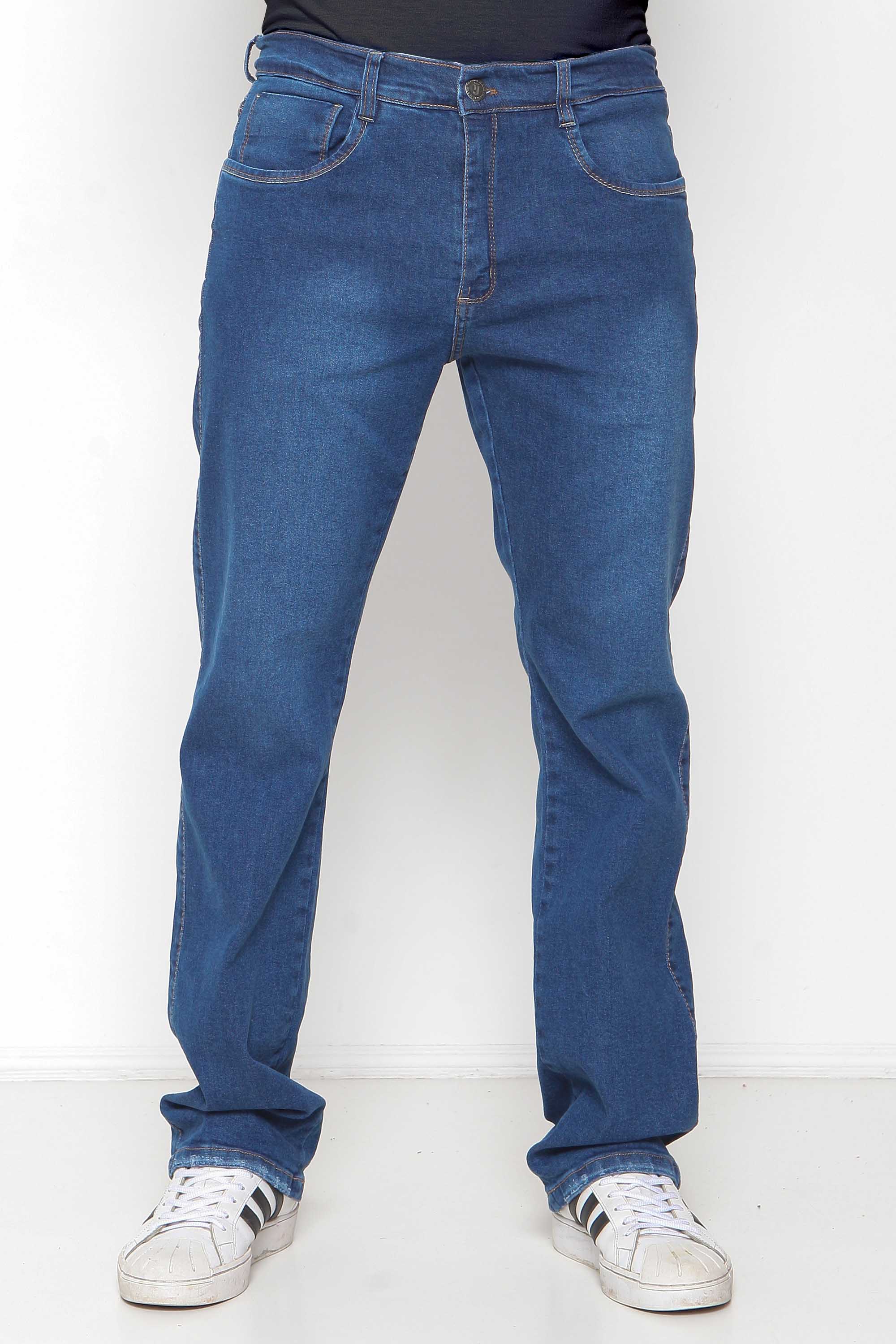 Calça Masculina Jeans Reta Escura com Used